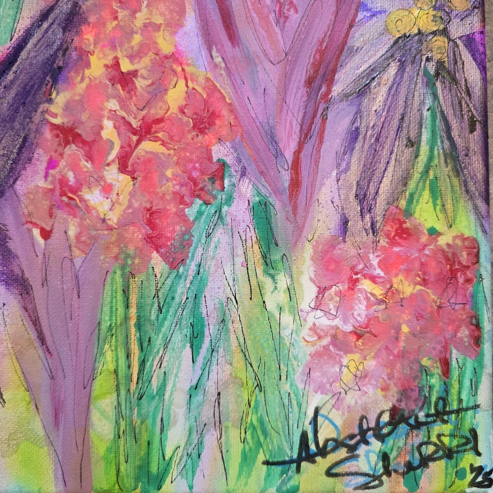 HANDCRAFTED Abstact Floral Painting HANDPAINTED & HANDMADE Contemporary Wall Art - Picture 11 of 16
